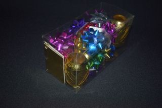 Decoração Natal, Lote caixa com suporte+vel+ Laços