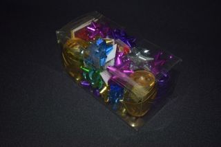 Decoração Natal, Lote caixa com suporte+vel+ Laços