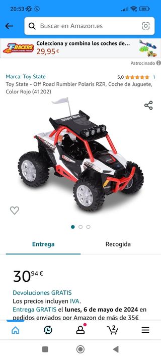 Coche infantil 30€ en Amazon