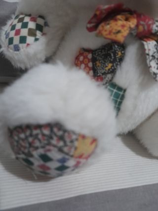 Peluche vintage orso bianco con fiocco h 24 cm