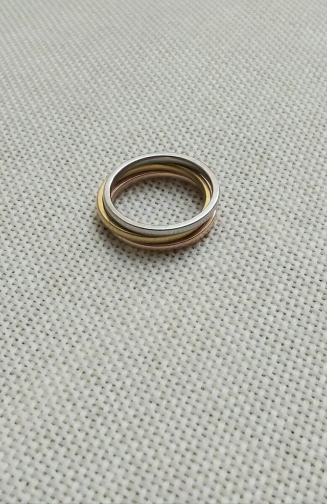 Juego de anillos de tres colores de acero inoxidab