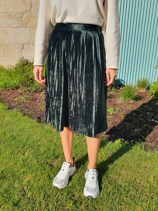FALDA ZARA TERCIOPELO VERDE TALLA XS