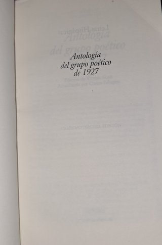 Libro, ANTOLOGÍA POÉTICA DEL 27