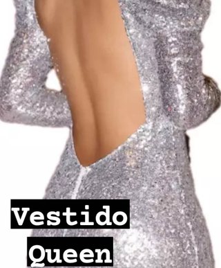 Vestido plateado/blanco lentejuelas