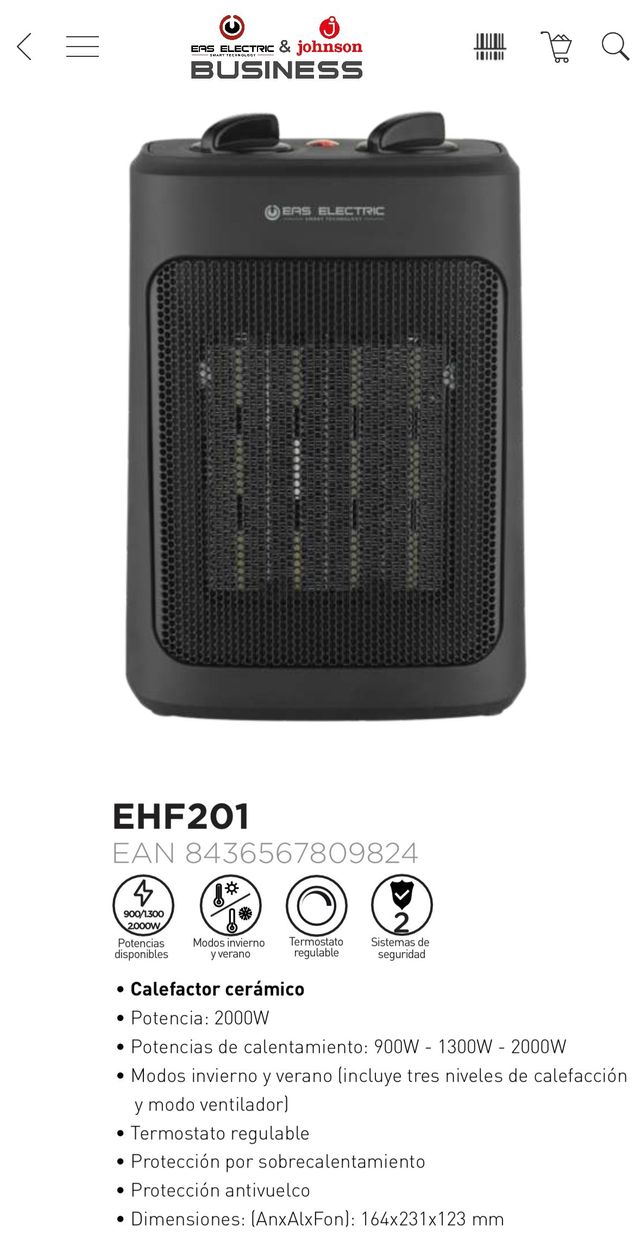 Calefactor cerámico Potencia: 2000W