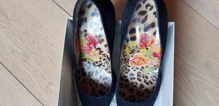 Scarpe nere camoscio e cuoio 37,5 tacco 9