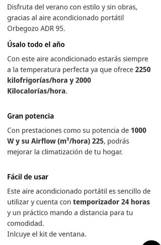 Aire acondicionado portátil Orbegozo