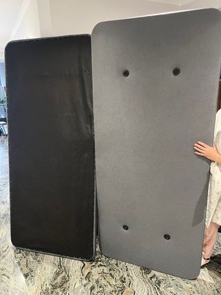 2 Bases Tapizadas de 90X200 con patas y pletinas
