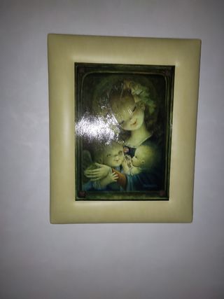 Cuadro virgen con niño Jesús firmado