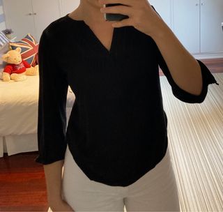 camiseta tacto suave o blusa massimo dutti negra