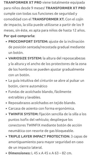 Concord Transformer XT Pro Grupo I/II/III Isofix