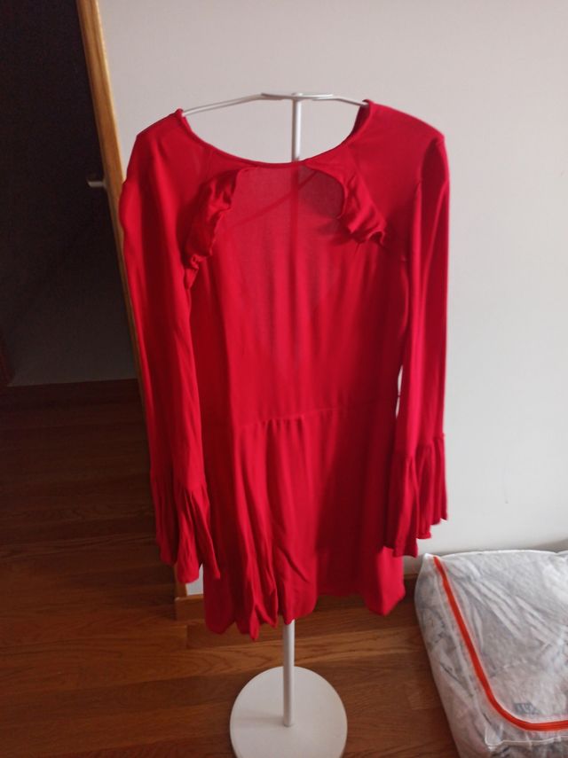 Vestido rojo M volantes