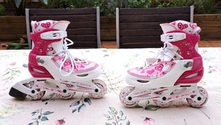 Patines línea, casco y protecciones