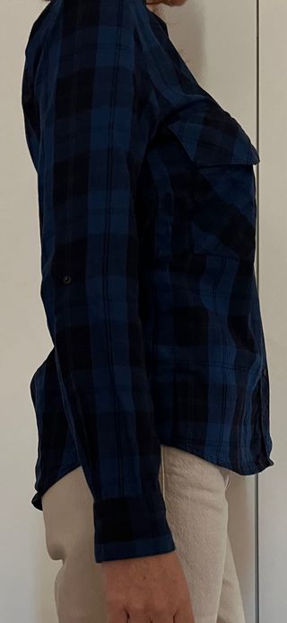 Camisa cuadros azul y negro Zara S mujer