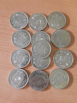Arras monedas de 100 pesetas del 1975