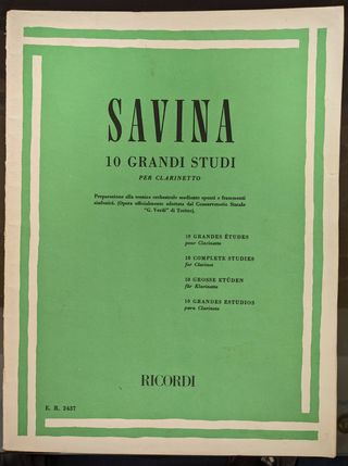 Savina 10 Grandi Studi Per Clarinetto