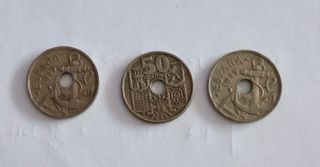 monedas de 1949 de 50 céntimos con agujero
