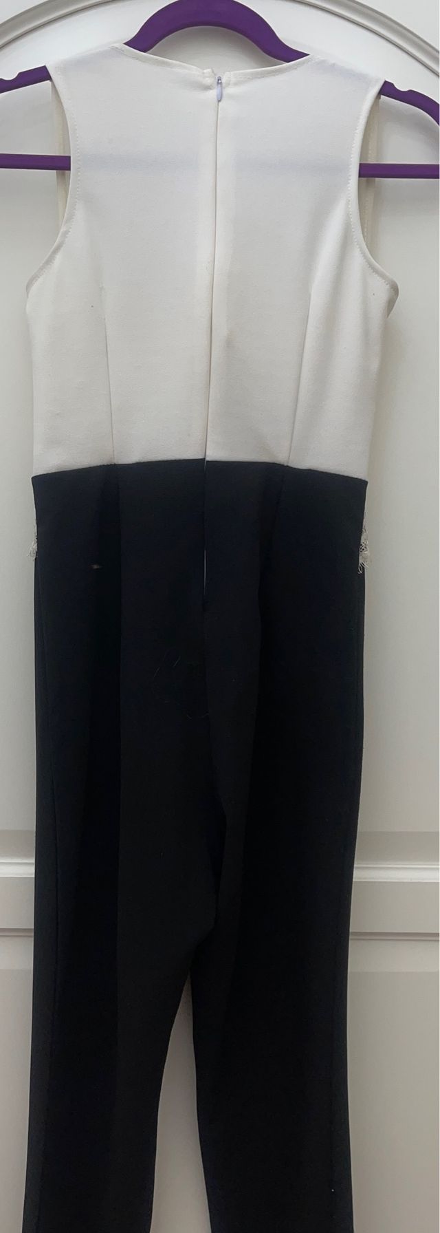 Tuta bianca e nera con inserti pizzo tg S