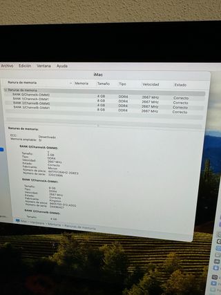 iMac 27” (2019) 24GB, 500 SSD (NO es FusionDrive)