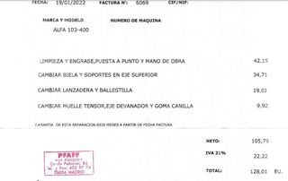 Maquina de coser Alfa 103 400