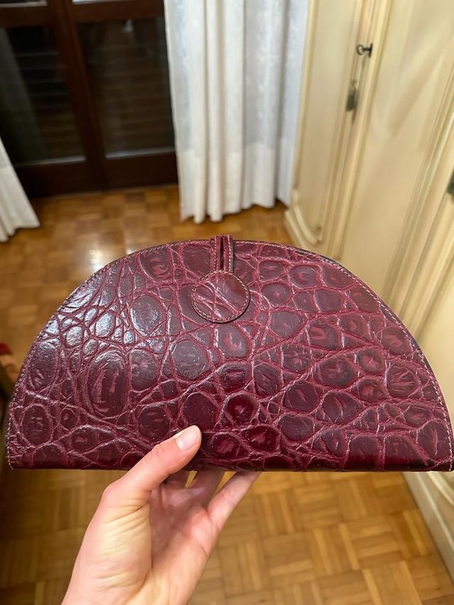 Pochette vera pelle stampa cocco vintage