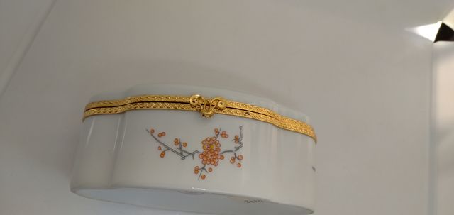 Portagioie Porcellana e ottone  Limoges France 