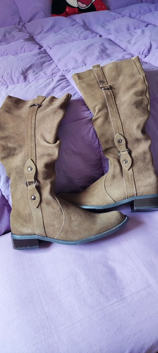 Botas altas de ante marrón N 38