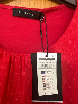Blusa color rojo, Cortefiel, M, sin estrenar