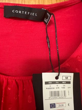 Blusa color rojo, Cortefiel, M, sin estrenar
