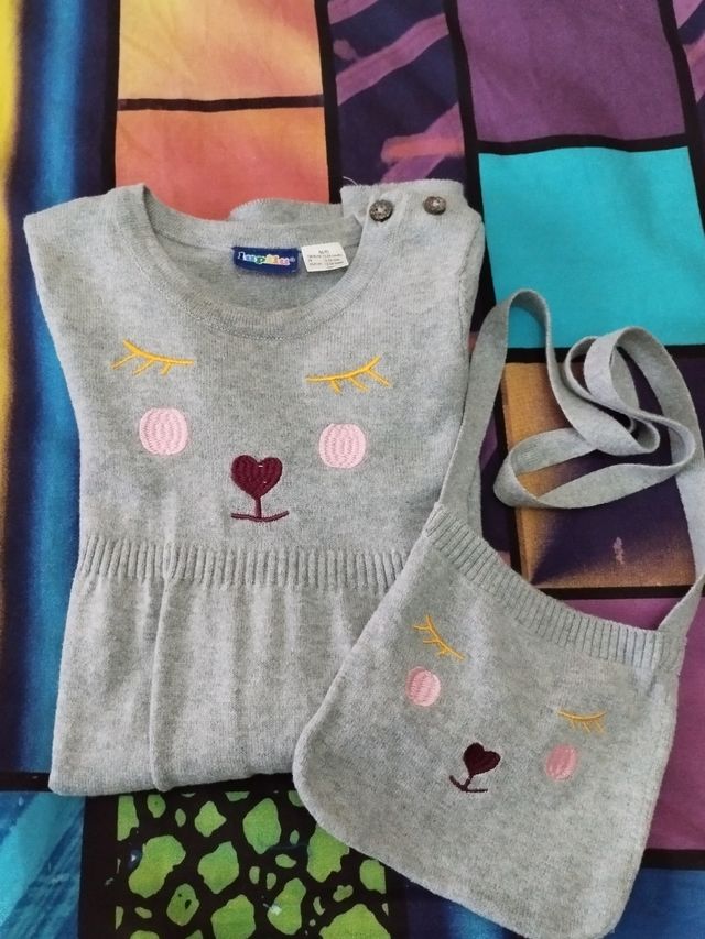 Vestido gris talla 12/24meses 86/92cm