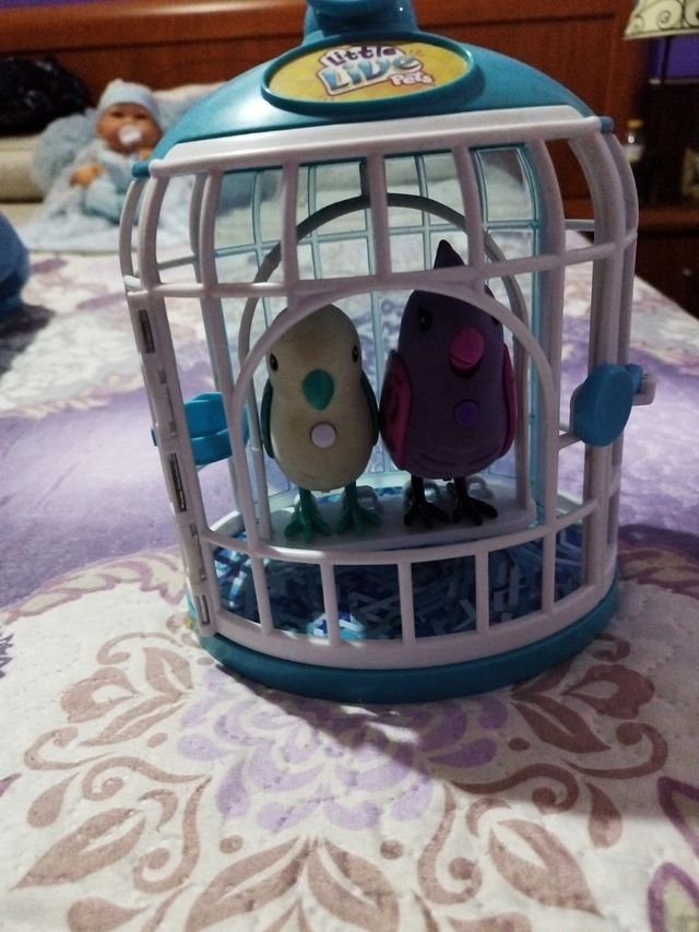 Juguete jaula con canarios