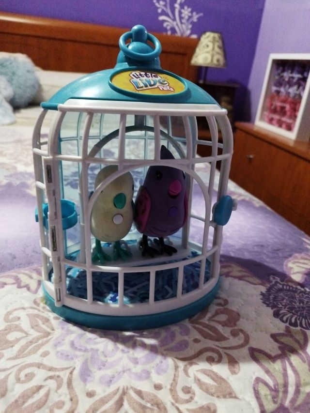 Juguete jaula con canarios