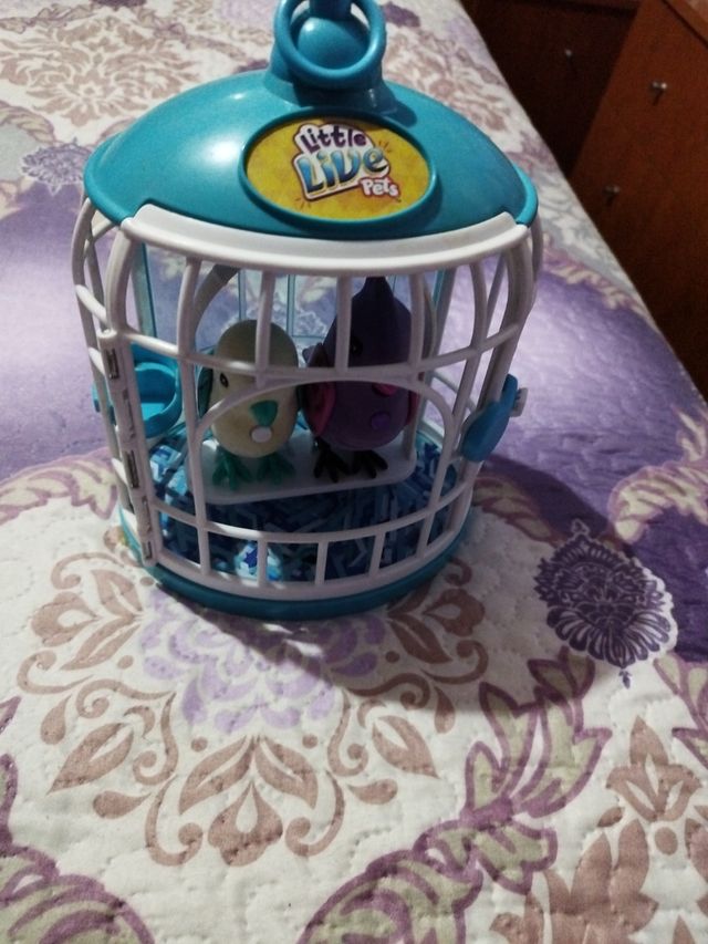 Juguete jaula con canarios