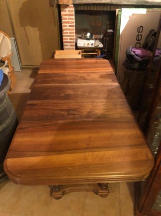 mesa de nogal antigua extensible