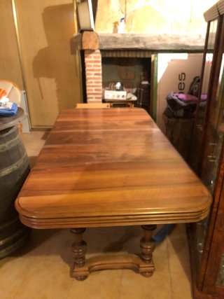 mesa de nogal antigua extensible