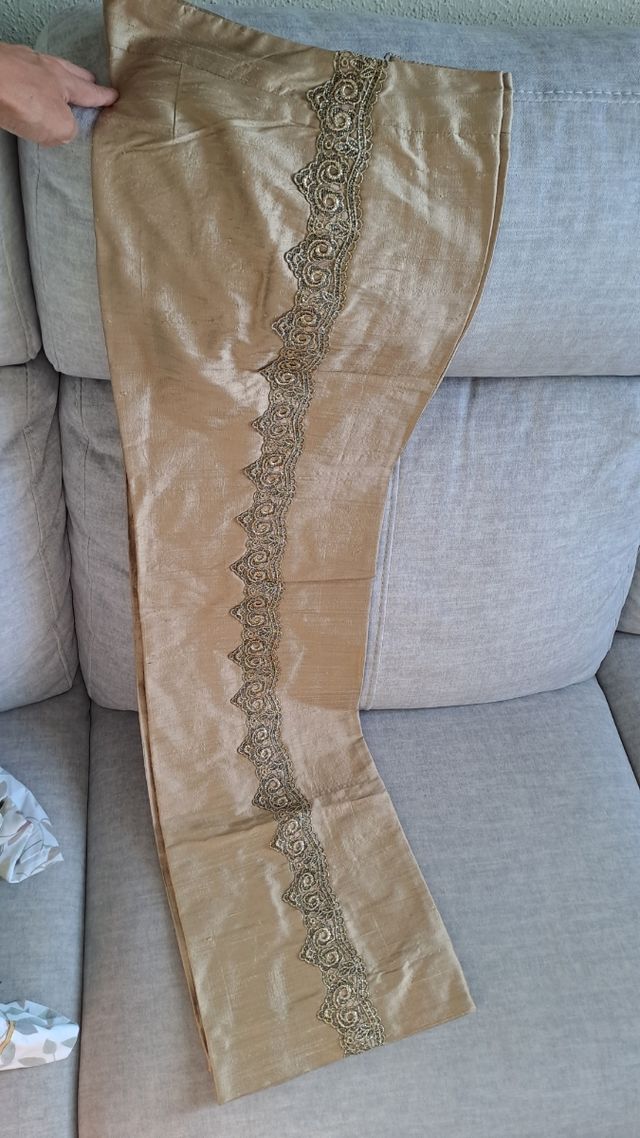 Pantalón beige seda natural salvaje T 38