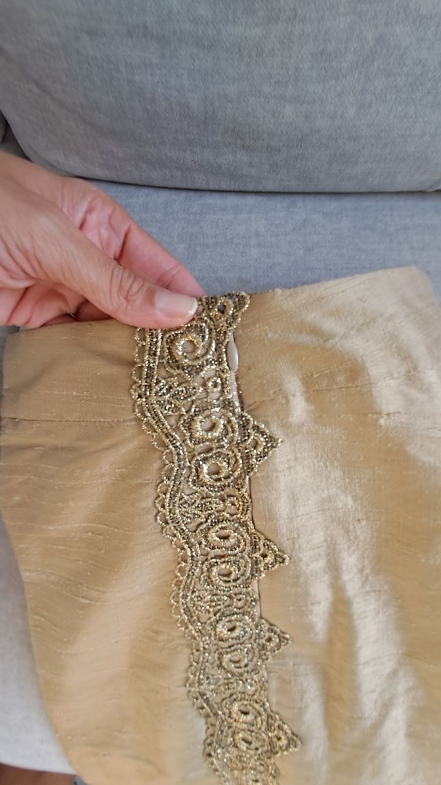 Pantalón beige seda natural salvaje T 38