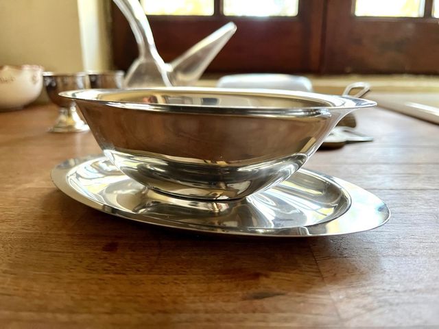 Casseruola vintage in acciaio inossidabile. Italia anni '70