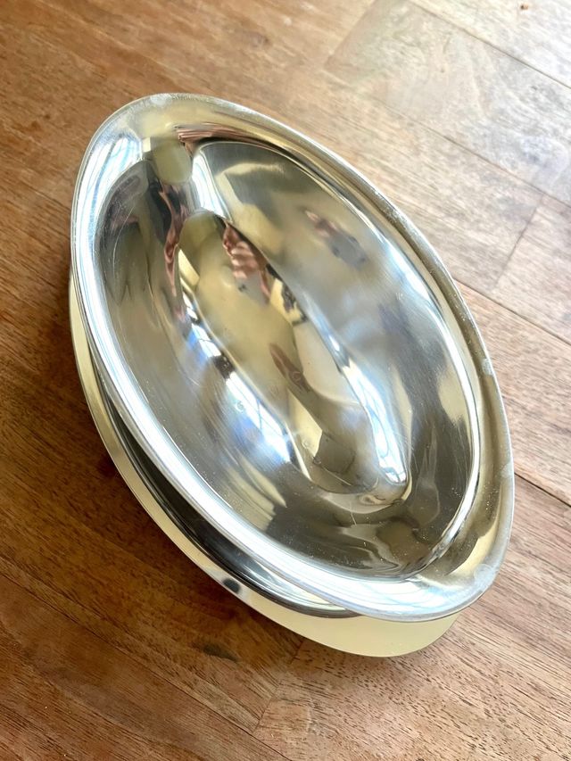 Casseruola vintage in acciaio inossidabile. Italia anni '70