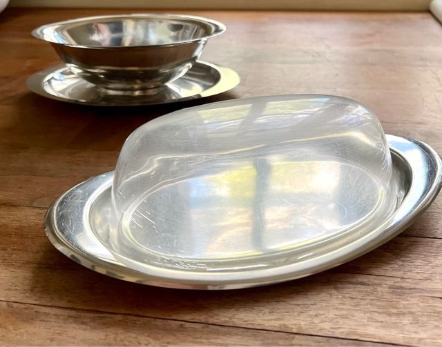 Burriera vintage in acciaio inossidabile. Italia anni '70