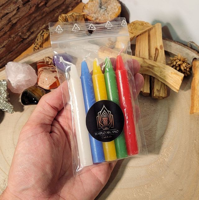 Pack de 5 MINI VELAS de Colores 10cm