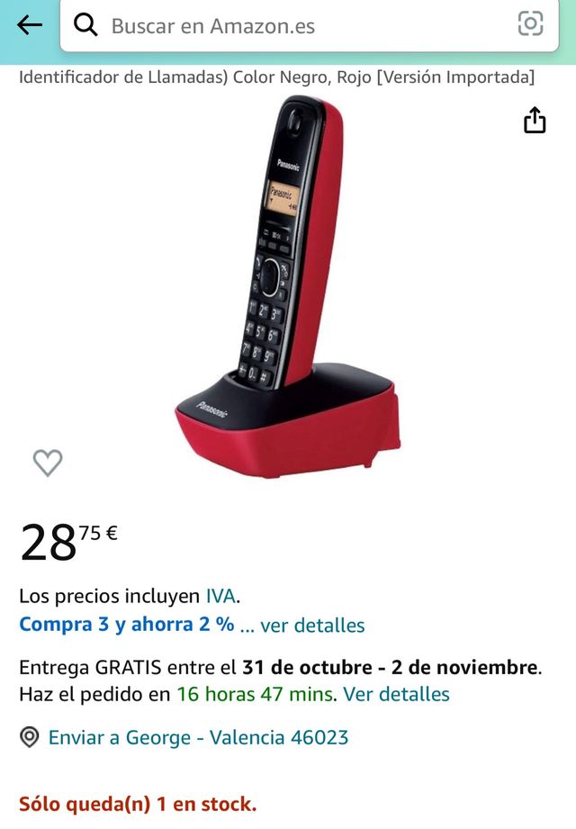 Telefono fijo inalambrico PANASONIC