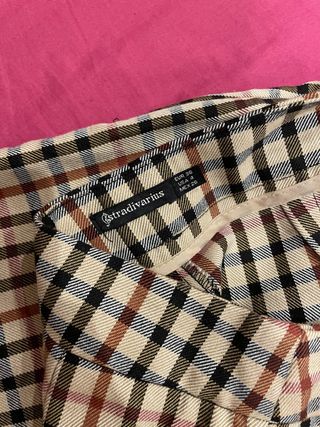 Minifalda - pantalon cuadros marron