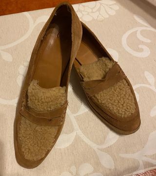 Zapato  mocasin color camel piel vuelta