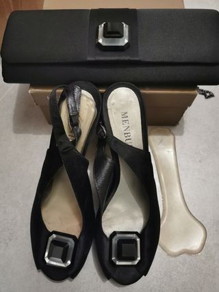 Conjunto peep toe 39 y bolso Menbur