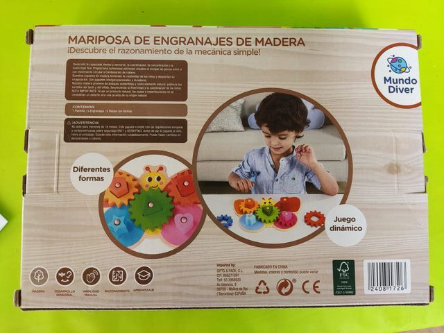 Juguete de Madera Mariposa de Engranajes +18 meses