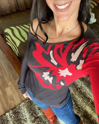 Miss Sixty jersey marrón flor roja talla Xs