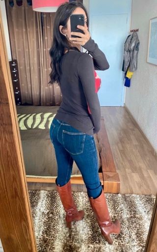 Miss Sixty jersey marrón flor roja talla Xs