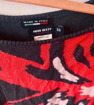 Miss Sixty jersey marrón flor roja talla Xs