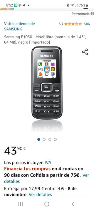 TELÉFONO MÓVIL SAMSUNG - E1050